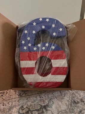 NIB red, white and blue number “6” piñata
